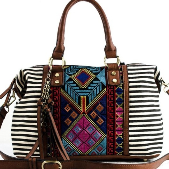 Handbags - 🆕️ Tribal Embroidered Stripe Handbag